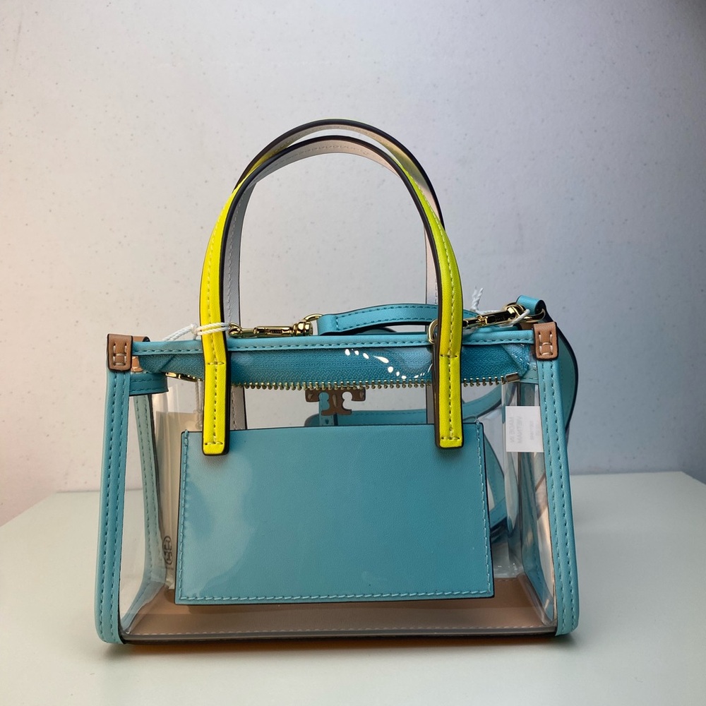 Tory Burch Transparent Blue and Yellow Tote - Picture 4 of 4